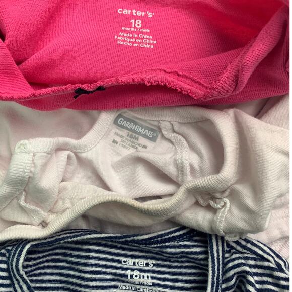 Lot of 9 Carters Garanimal Cat & Jack Baby Girls 18 Mos Shirts One Piece Outfits - Picture 2 of 4